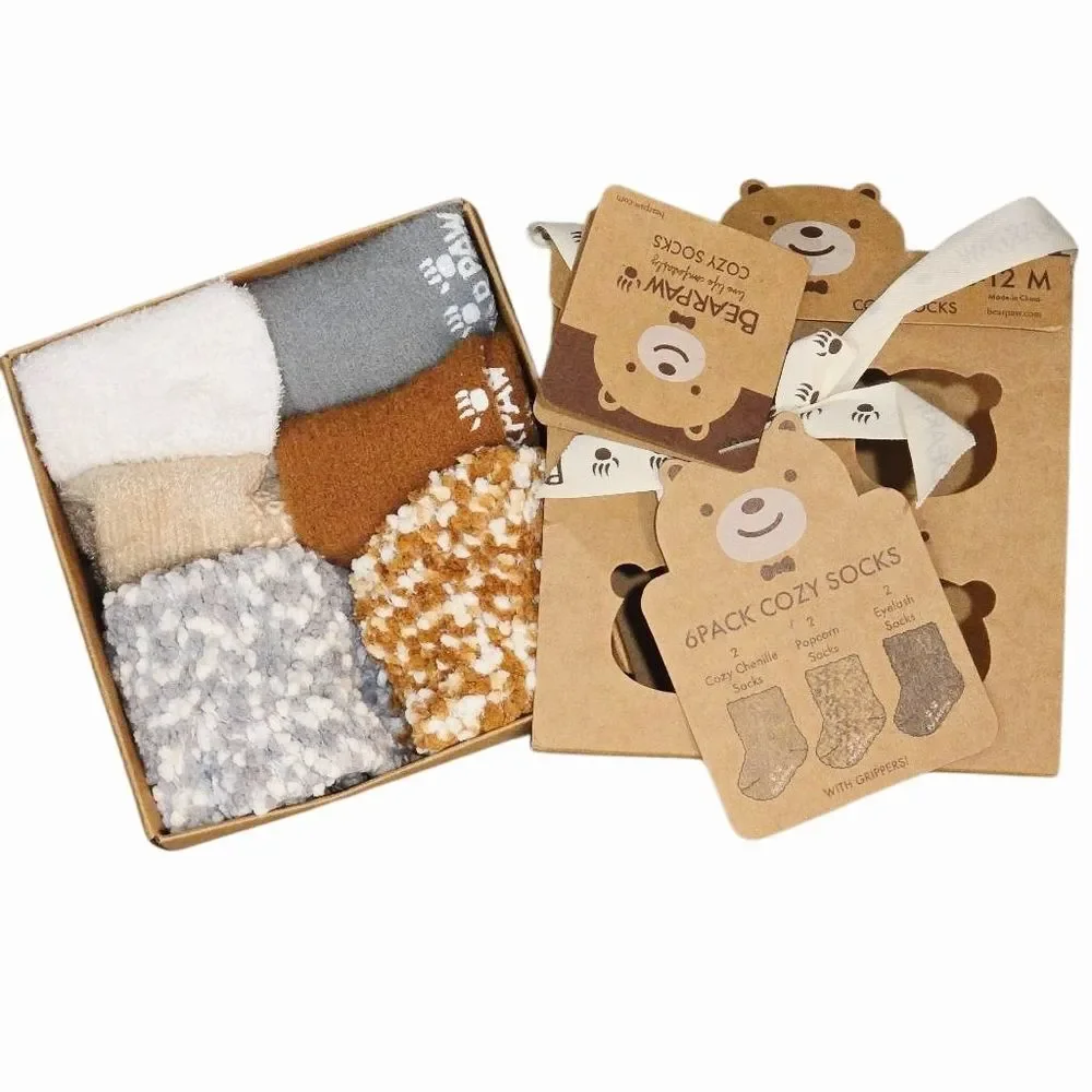 BearPaw‎ 6-PK Infant Cozy Socks w/Grippers